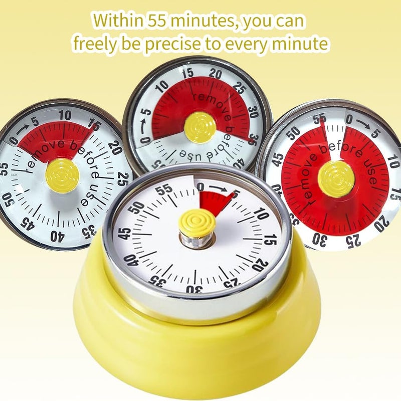 VOVCIG Stainless Steel Sauna Timer, Mechanical Clock Timer Sauna Accessory for Sauna Rooms and Spas, Up to 55 Minutes, Mechanical Self Drive No Batteries Required (Yellow) - Image 3